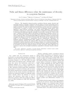 Niche and fitness differences relate the maintenance of diversity to