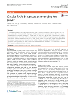 Circular RNAs in cancer: an emerging key player