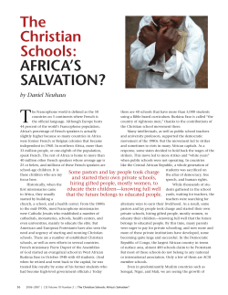 The Christian Schools: AFRICA`S SALVATION?