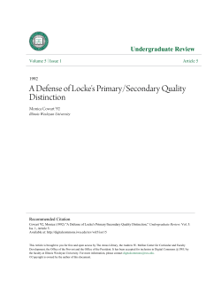 A Defense of Locke`s Primary/Secondary Quality Distinction