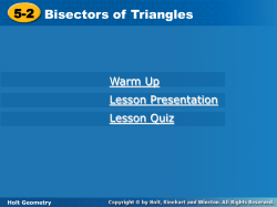 5-2 Bisectors of Triangles 5-2 Bisectors of Triangles