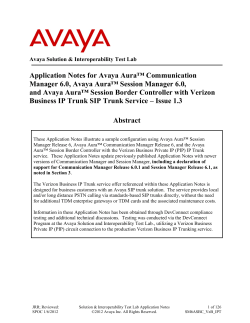 Application Notes for Avaya Aura&trade; Communication Manager 6.0