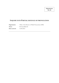 inquiry into partial defence of provocation