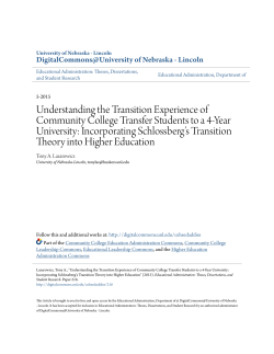 Understanding the Transition Experience of Community College