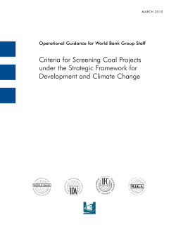 Criteria for Screening Coal Projects under the Strategic Framework