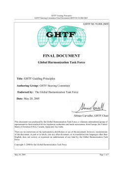 GHTF Guiding Principles - International Medical Device Regulators