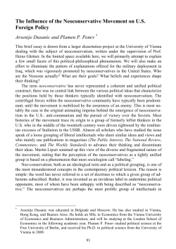 The Influence of the Neoconservative Movement on U.S. Foreign