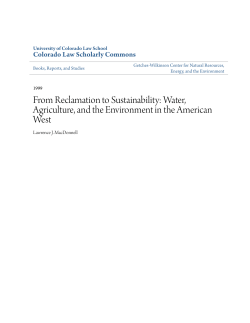 From Reclamation to Sustainability: Water, Agriculture, and the