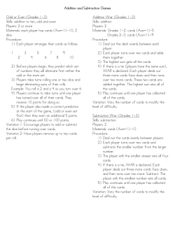 Addition and Subtraction Games