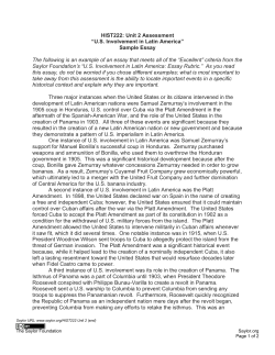 Sample Essay for U.S. Involvement in Latin America