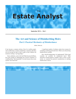 The Art and Science of Disinheriting Heirs &mdash;Part I