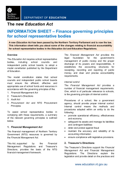 Finance governing principles for school representative bodies