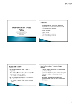 Partial equilibrium analysis of tariffs in a single industry: supply
