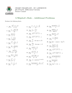 L`H&ocirc;pital`s Rule - Additional Problems - SLC Home Page