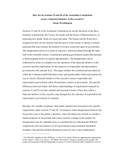 How far do sections 53 and 56 of the Australian Constitution secure