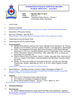 Public Agenda - Woodstock Police Service