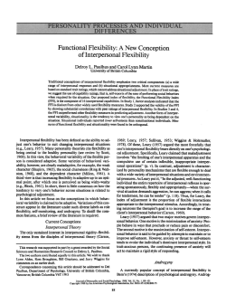 Functional Flexibility: A New Conception of Interpersonal Flexibility