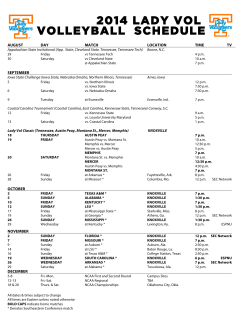 2014 LADY VOL VOLLEYBALL SCHEDULE