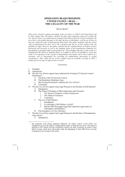 operation iraqi freedom: united states v iraq &mdash; the legality of the war
