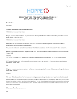 DoP Number HUK0018/3 &ndash; AR450 Series Overhead Door