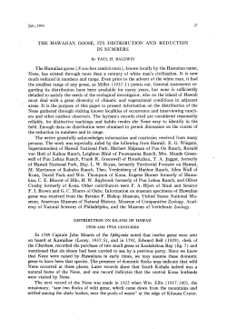 The Hawaiian Goose, Its Distribution and Reduction in Numbers