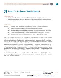 Lesson 17: Developing a Statistical Project