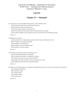 Lab #12 Chapter 12 &mdash; Monopoly