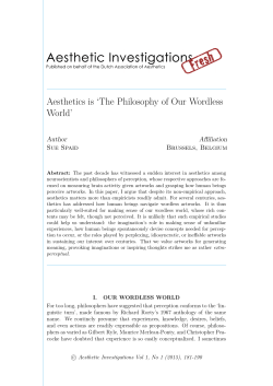 Aesthetics is `The Philosophy of Our Wordless World`