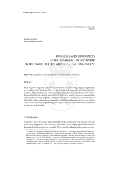 parallels and differences in the treatment of metaphor 1in relevance