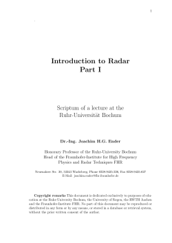 Introduction to Radar Part I - Ruhr