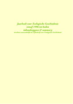 Jaarboek voor Ecologische Geschiedenis vanaf 1996 tot heden
