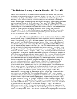 The Bolshevik coup d`&eacute;tat in Russia: 1917&mdash;1921