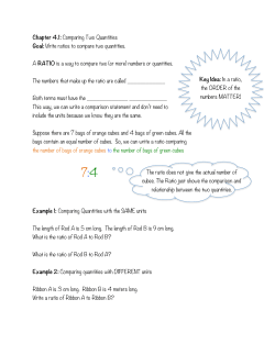 Chapter 4.1: Comparing Two Quantities Goal: Write ratios to