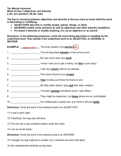 ADJECTIVE Ten Minute Grammar Week 23 Day 3 Adjectives and