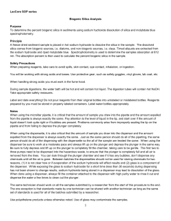 LacCore SOP series Biogenic Silica Analysis Purpose To determine