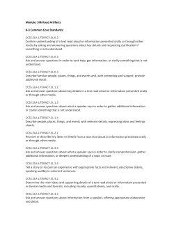 Module: Silk Road Artifacts K-3 Common Core Standards: CCSS