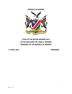 state of the nation address 2015 by his excellency dr. hage g. geingob