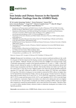 Iron Intake and Dietary Sources in the Spanish Population
