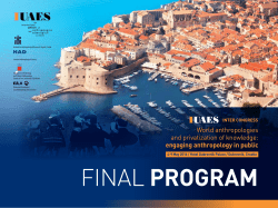IUAES 2016 Program - World Council of Anthropological