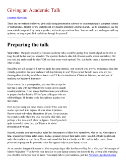 Giving an Academic Talk Preparing the talk