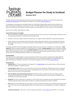 Budget Planner for Study in Scotland - IFSA