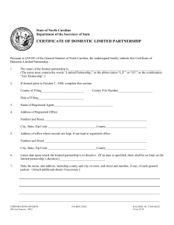 CERTIFICATE OF DOMESTIC LIMITED PARTNERSHIP