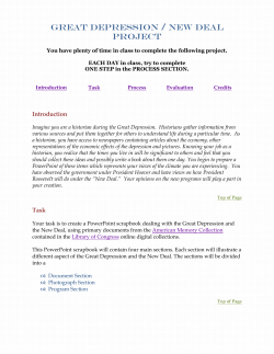 GREAT DEPRESSION / NEW DEAL PROJECT