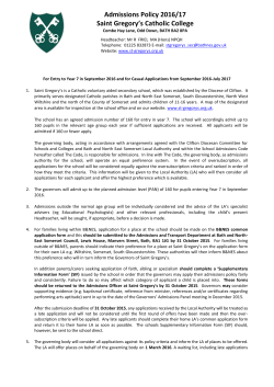 St Gregory`s Admissions Policy 2016/17
