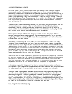 CORPORATE U FINAL REPORT Corporate U was a very successful