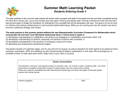 Grade 4 Summer Math Calendar 2014