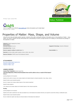 Properties of Matter: Mass, Shape, and Volume