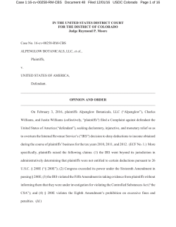 Opinion and Order - Tax Controversy Sentinel