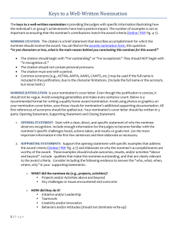 Keys to a Well-Written Nomination