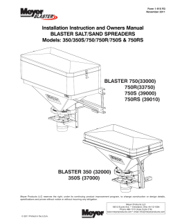 Installation Instruction and Owners Manual BLASTER SALT/SAND